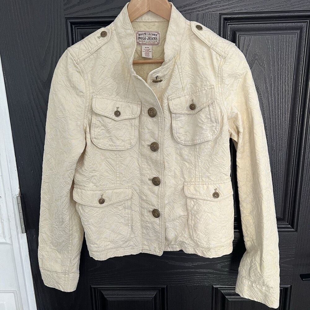 Ralph Lauren Polo Jeans Women’s Military Style Jacket Size M Cream